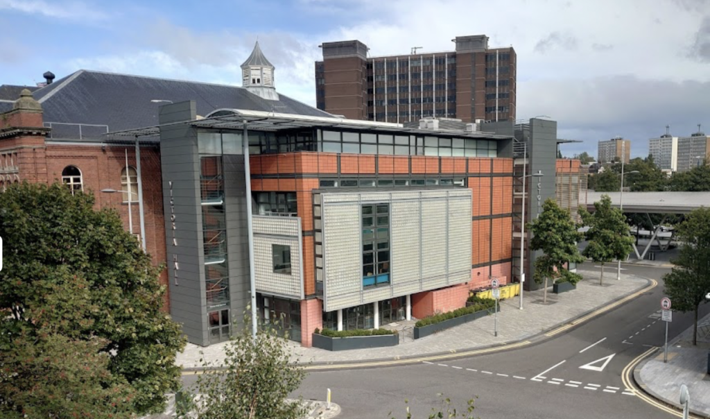 Outside the Victoria Hall